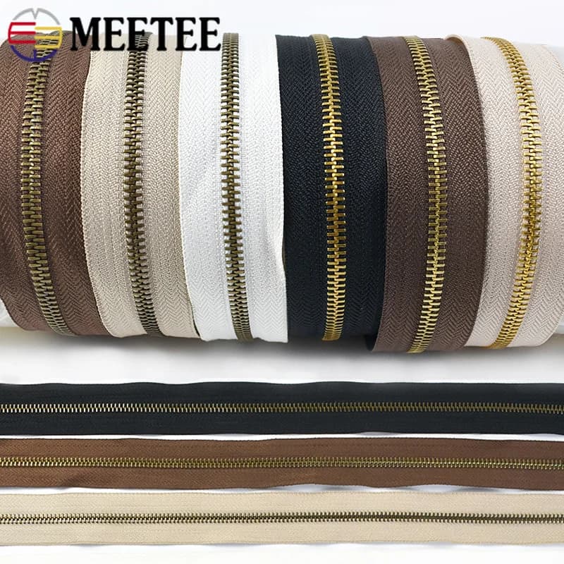 Meetee 2/4M 3 #5 # nastro con cerniera in metallo denti dorati Kit di riparazione con cerniera decorativa borsa giacca vestiti tasca forniture per cucire accessori