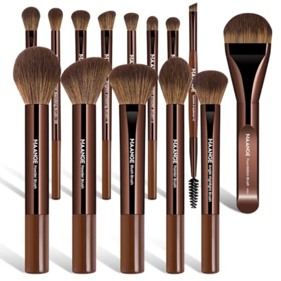 14-Piece Makeup Brush Set with Aluminum Ferrule- Premium Synthetic Makeup Brushes Kit Foundation Powder Brush Eye Shadow for Be