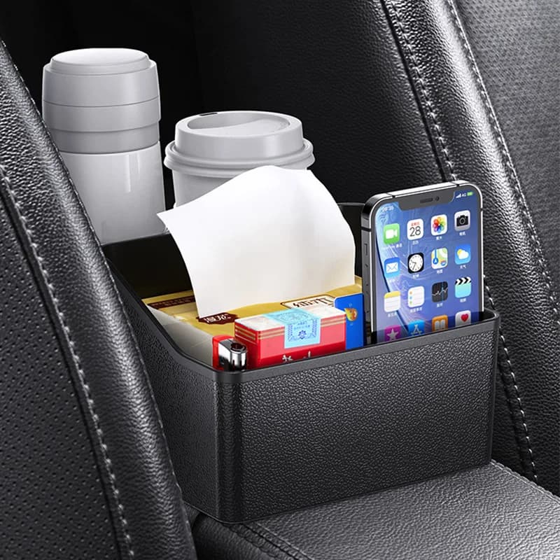 Portaoggetti per bracciolo per auto, portabicchieri per tazze dell'organizzatore centrale per chiavi, scatola per fazzoletti per telefono, forniture per decorazioni per auto