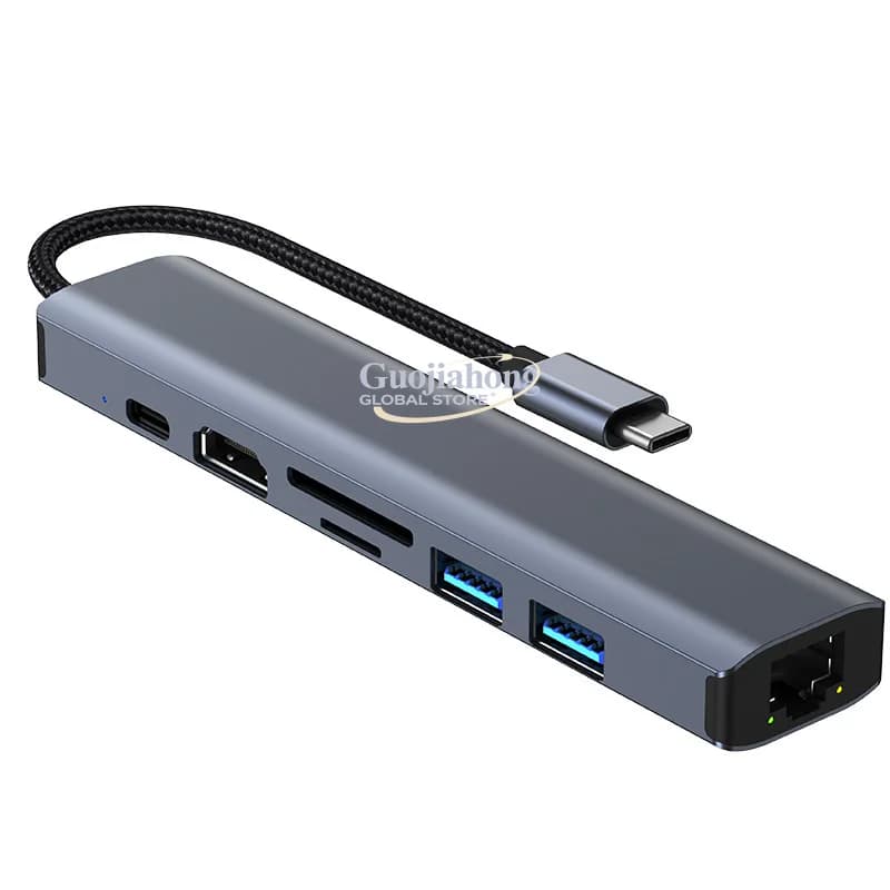Nuova docking station Type-C transfrontaliera Gigabit, adatta per computer, docking station sette-in-uno