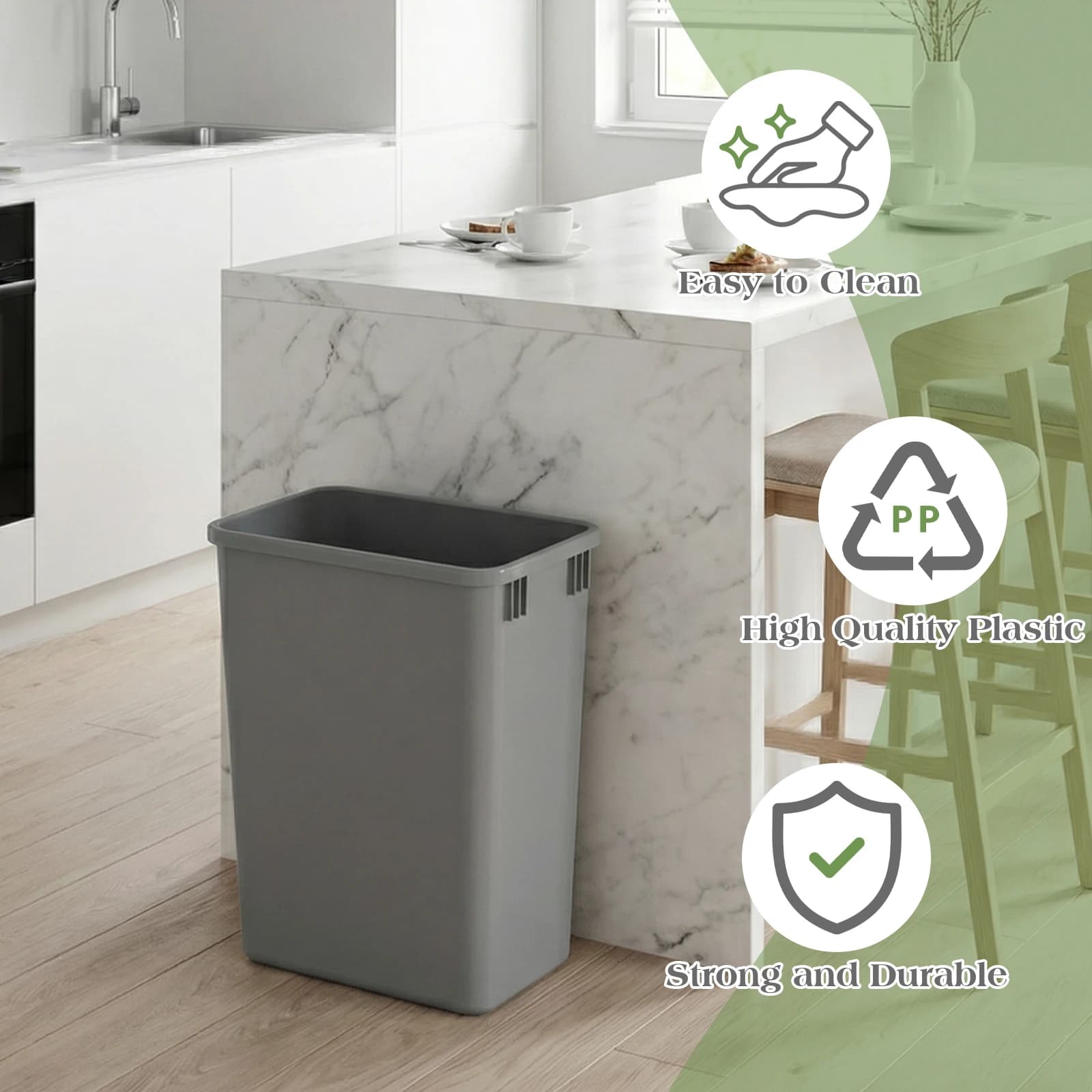 Set di 10 Pattumiere Riciclabili da 35 QT Facili da Pulire, Contenitori Estraibili per Rifiuti da Cucina 14x18x9 Pollici per Bagno, Lavanderia, Soggiorno, Casa e Ufficio