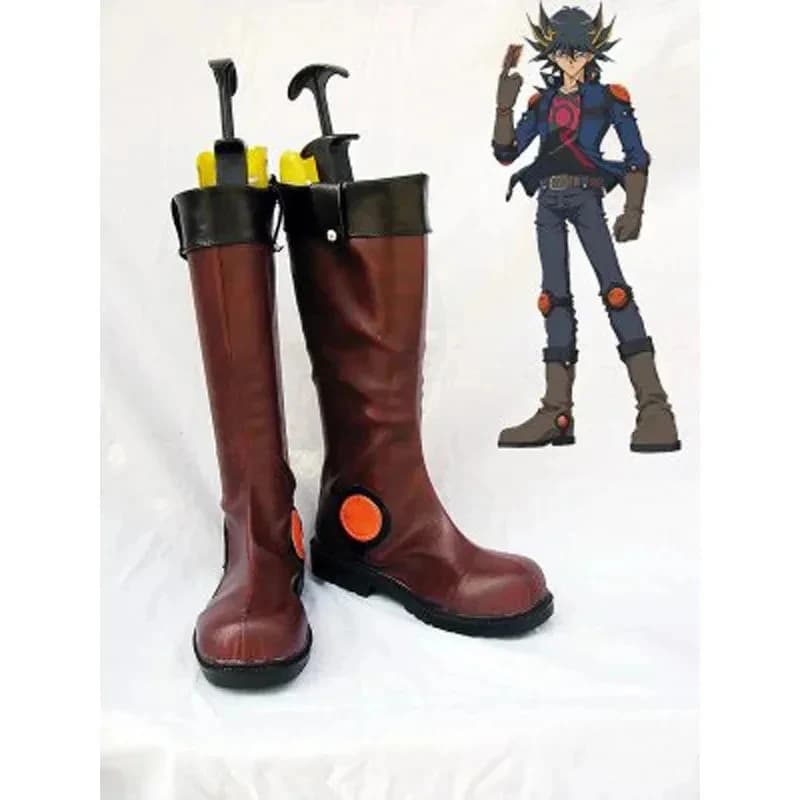 A;3\v,7'd/Yu-Gi-Oh! Yusei Fudo Brown Anime Party Cosplay Boots Custom Made Men Shoes XCBDFFDCSx;4'v\7,h/