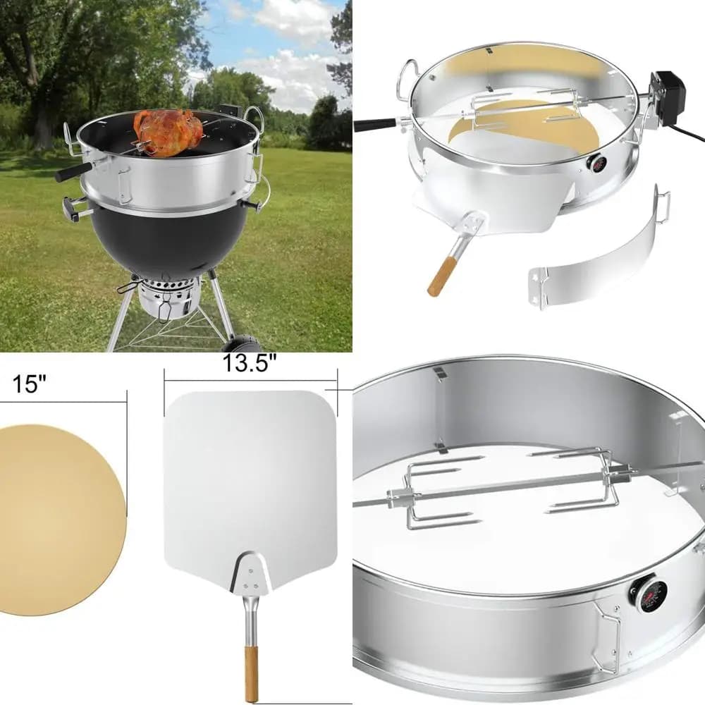 Kit girarrosto e pizza per barbecue Weber 22 bollitore con buccia e pietra