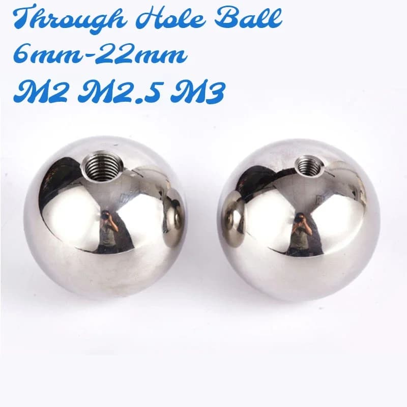 1/100pc Solid Stainless Steel Threaded Ball Head Tapping Screw Socket Metric M2/M2.5 M3 Nut Cap Tapping Hole Drilling Steel Ball