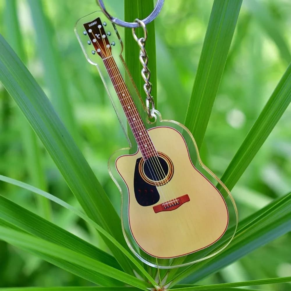 Portachiavi in acrilico per chitarra ukulele VIOLIN Clarinetto Modello di chitarra Ciondolo Sassofono Cetra Portachiavi modello di chitarra elettrica