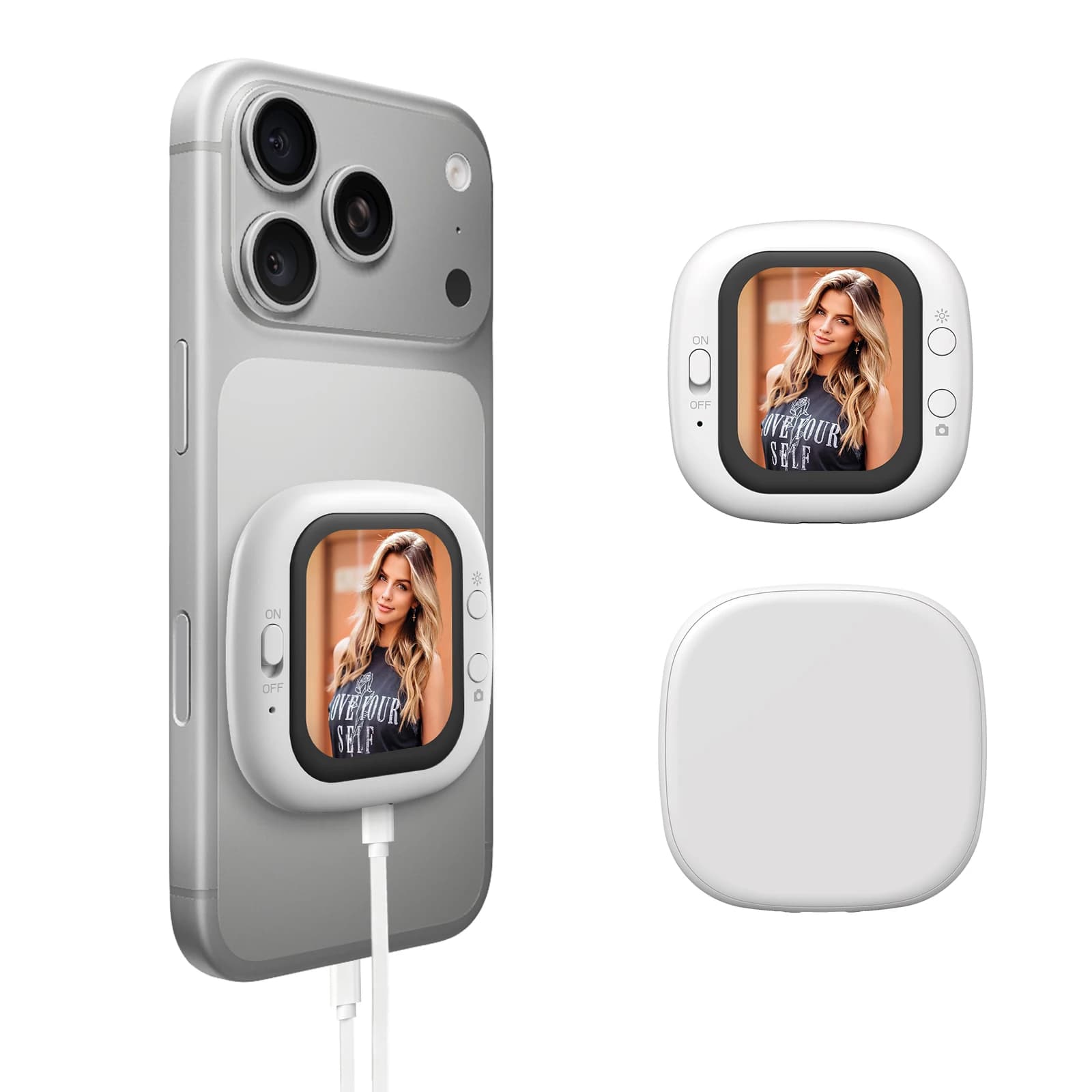Wireless Magnetic Phone Screen Projector Mobile Phone Rear Camera Selfie Video Camera For iPhone 12-17 Vlog Live Selfie Screen