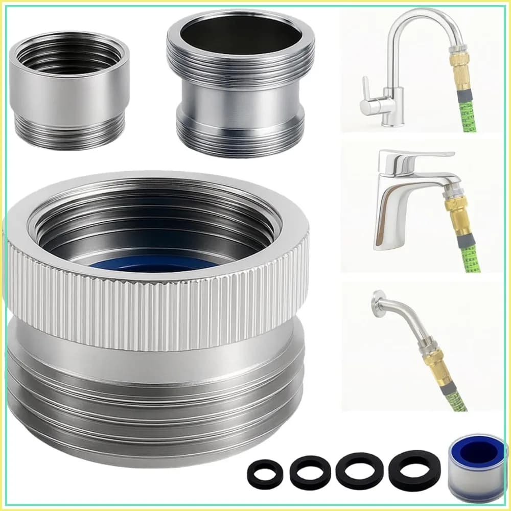 Faucet to Garden Hose Adapter Kit, Solid Brass Chrome, 3-Piece Set for Sink/Shower, Fits 55/64", 15/16", G1/2", Connects to 3/4" GHT