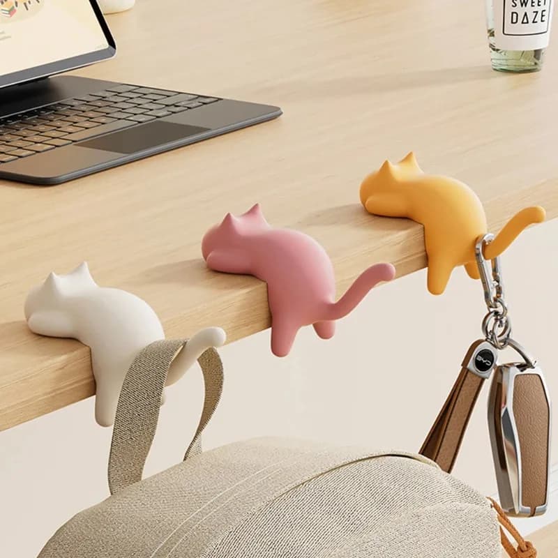 Gancio per Zaino a Forma di Gatto, Appendiabiti Portatile da Scrivania per Studenti, Organizzatore per Bordo Tavolo, per Dormitorio, Casa, Ufficio