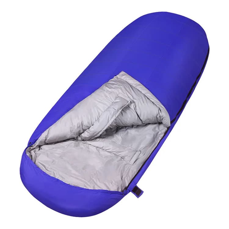 Outdoor camping waterproof warm fur bags for adults shaped like white duck egg filled with trekking hiking material Nylon style mummy
