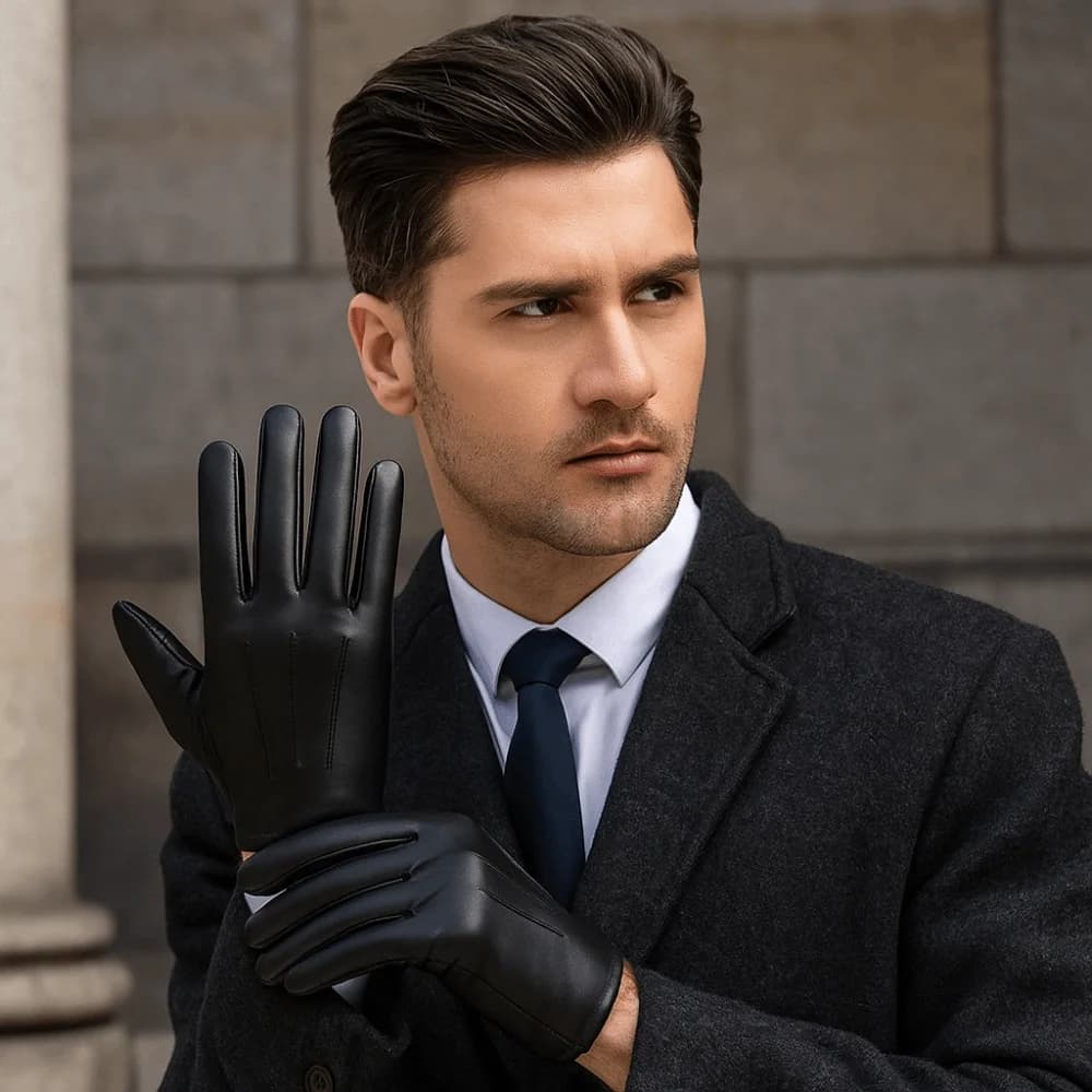 Simple Black Driving Gloves Cool Anti-Slip Full Finger Mittens Gothic Breathable PU Leather Gloves Gym Fitness
