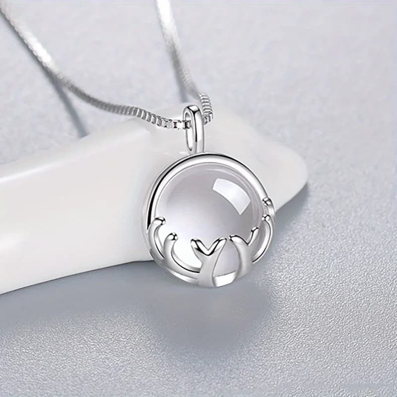 Elegant Moonstone Antler Pendant Necklace for Women, a Perfect Romantic Gift for Weddings