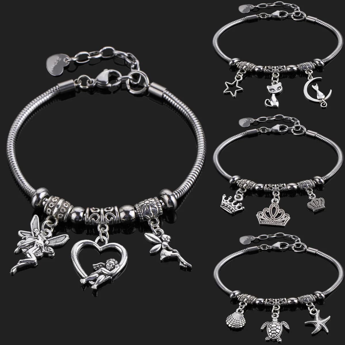 Bracciale di moda per le donne Nuova croce amore cuore gatto braccialetto in acciaio inossidabile gioielli a mano regalo originale amico all'ingrosso 2023