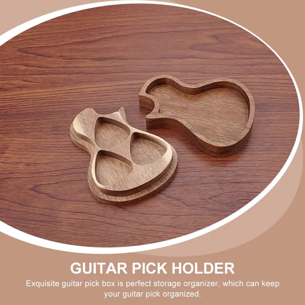 Porta plettri per chitarra in legno fatto a mano, superficie liscia, facile da aprire e chiudere, organizer per plettri per chitarra acustica ed elettrica