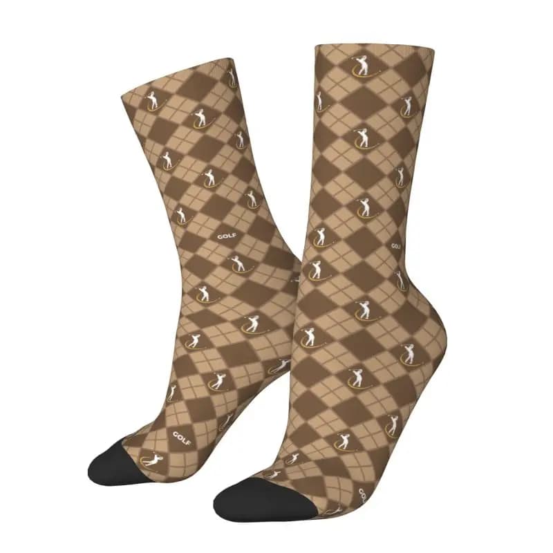 Personalized Golf Socks Color Sand With Print Player for Men and Women, Warm and Fashion Socks for Golf