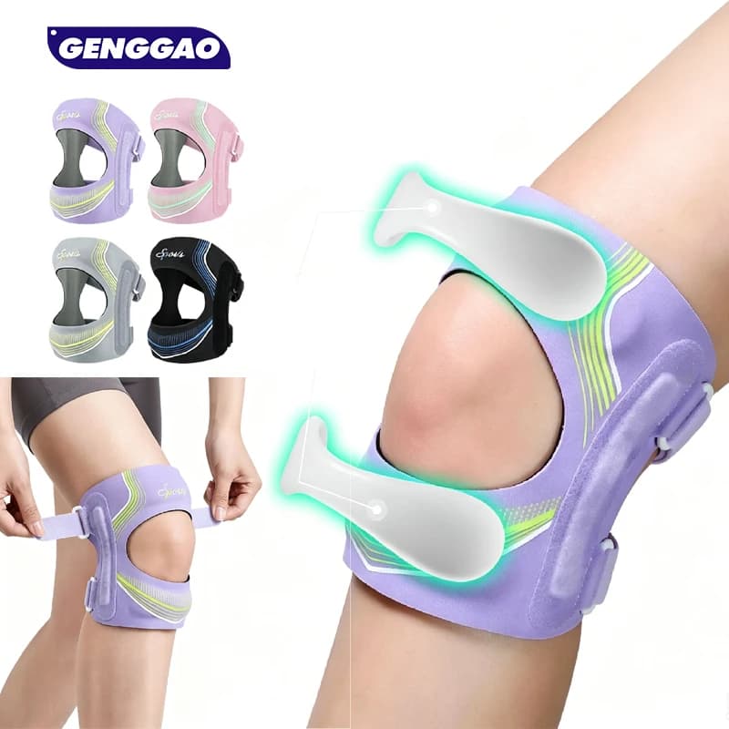 1PCS Knee Support Brace with Patella Gel Cushion & Side Stabilizers, Adjustable Patellar Tendon Strap for Shock Absorption