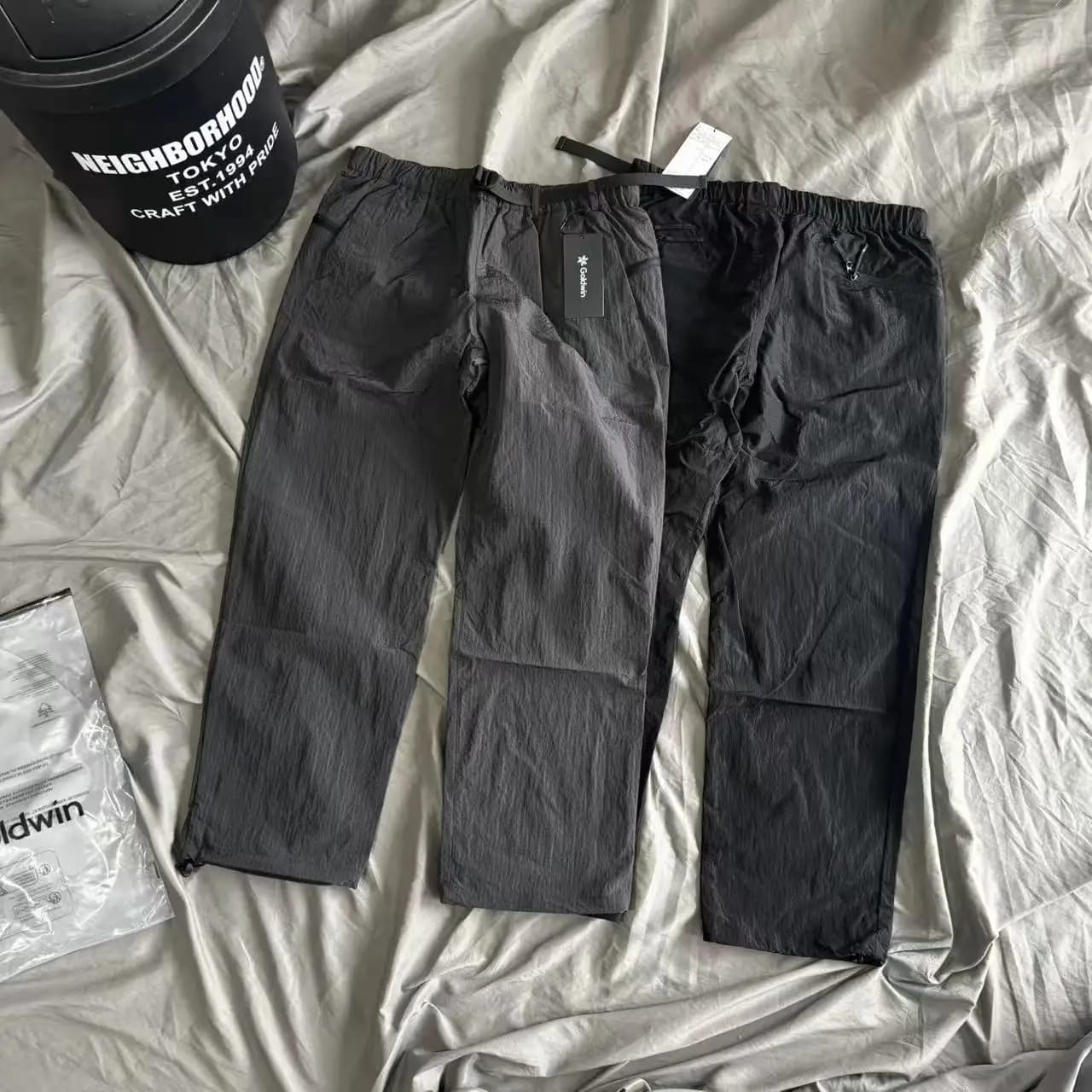 Goldwin Functional Belt Loose Straight Casual Pants Japanese Men Women High Quality Plus Size Quick Dry Black Gray Trousers