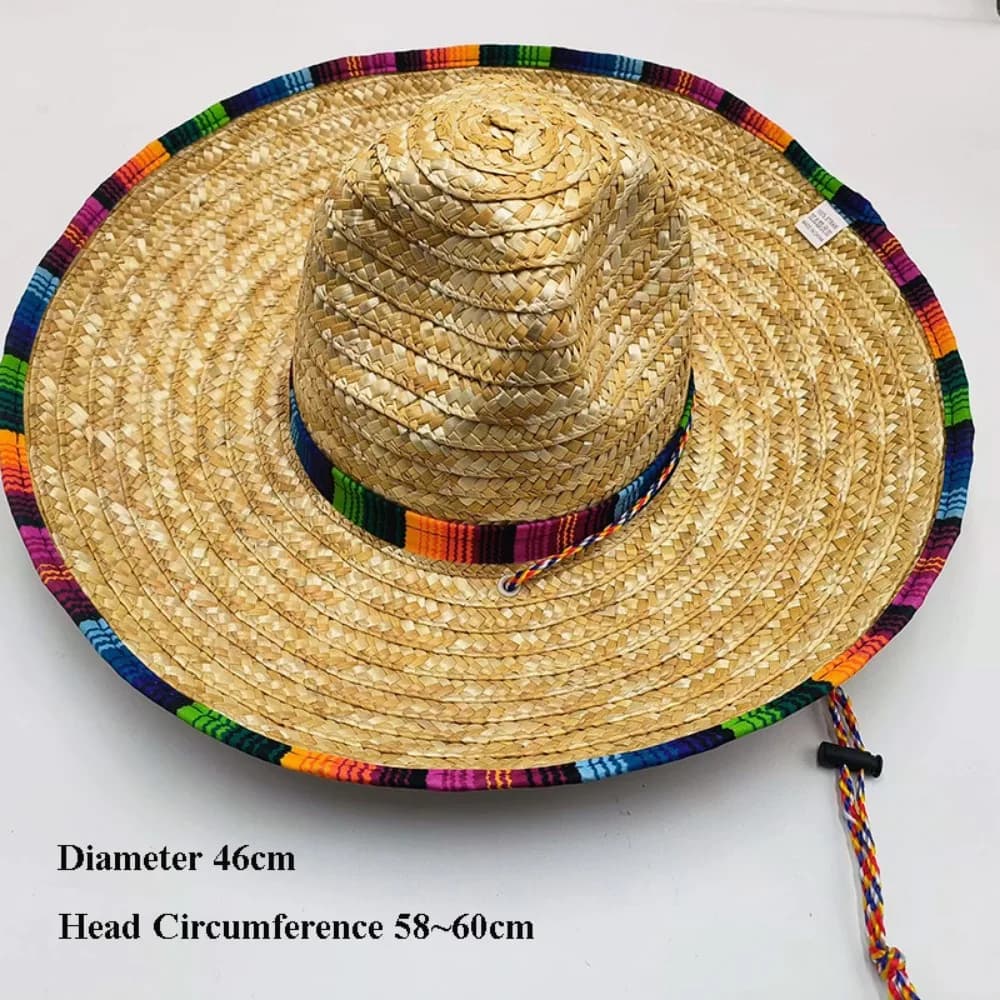 High Quality Unisex Mexican Beach Hat Sunscreen 58~60cm Sunscreen Hat Fishing Straw Hat Men Women Outdoor