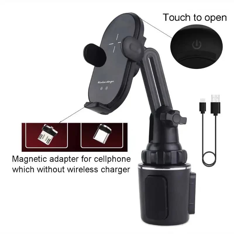 Supporto Universale per Auto con Caricatore Wireless Qi 15W, Porta Cellulare con Sensore a Infrarossi Automatico e Bloccaggio Intelligente