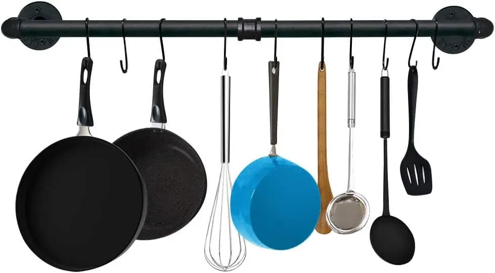 Appendiabiti industriale in ferro battuto, porta asciugamani da bagno/cucina in ferro nero, porta pentole da parete vintage stile rustico fai da te, Deta