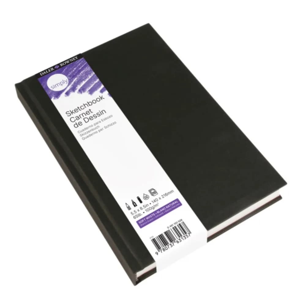 Soft White Pages Sketchbook for Drawing with Premium 100g Thick Paper, Acid-Free & Perforated Sheets, 110 Count, 5.5 x 8.5 Inches Compact Size, Durable Black Hardcover Binding, Ideal for Artists, Students, Journaling,
