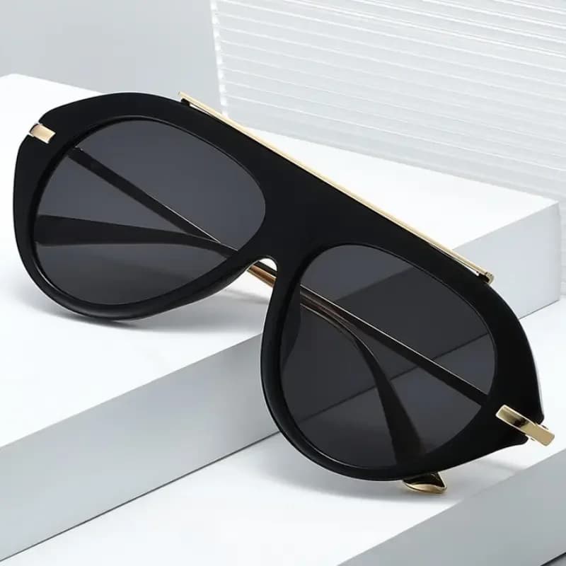 Oversize One Piece Single Girder Pilot Sunglasses Fashion Metal Frame Trendy Gradient Lenses Outdoor Sports Sunscreen Eyewear 20