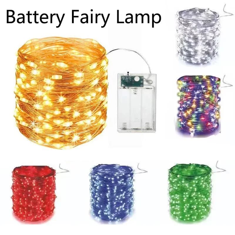 Luci Fatate LED a Batteria 3M 5M 10M, Catena di Luci in Filo di Rame per Decorazioni Natalizie, Matrimoni e Festività