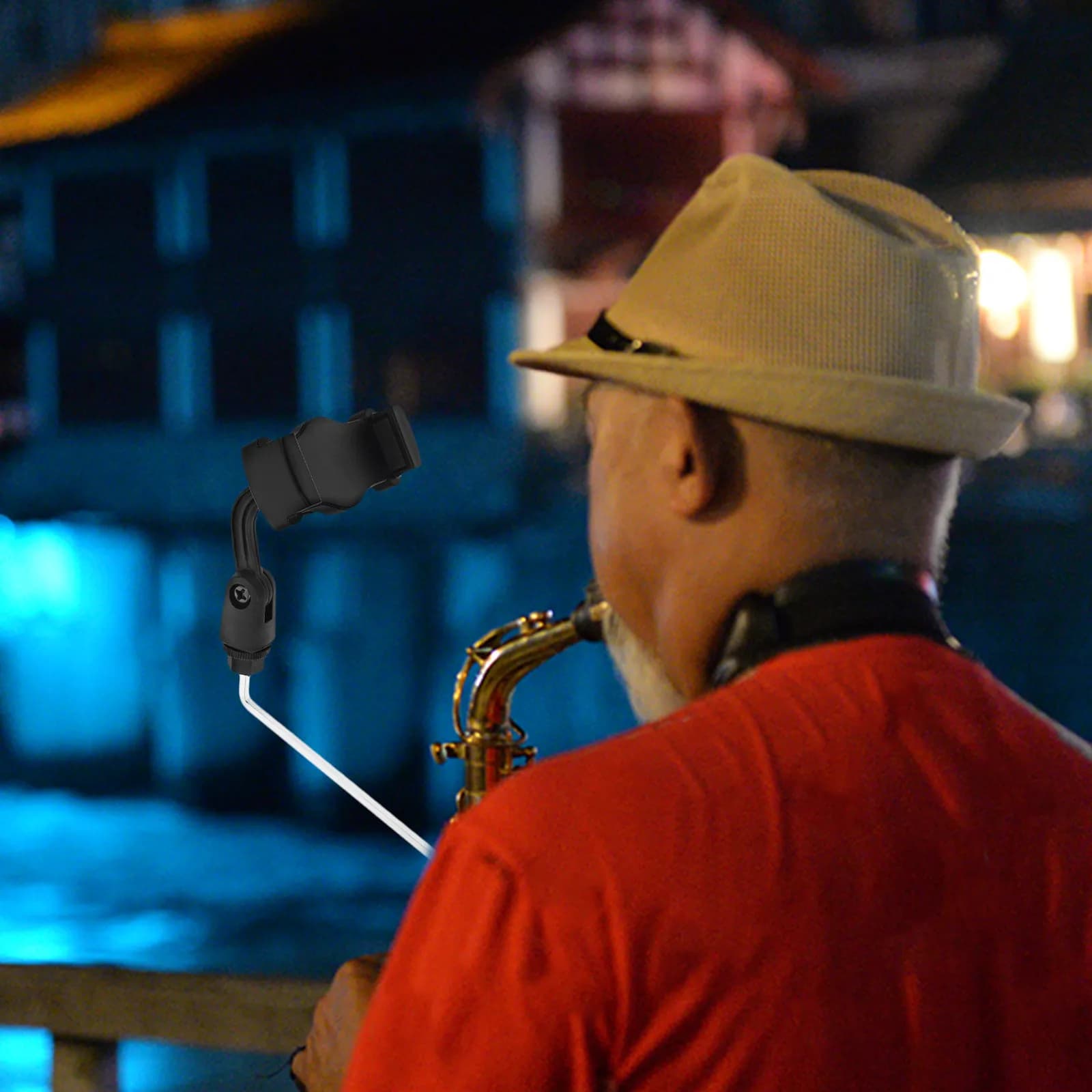Supporto per Telefono a Forma di Sassofono, Porta Spartiti Robusto con Clip, Angolo Regolabile, Supporto Musicale per Sessioni di Pratica e Prove