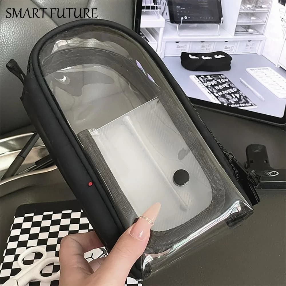 Astuccio Portapenne 2-in-1 con Design Verticale, Stile Carino, Portaoggetti da Scrivania Portatile con Cassetto Magnetico