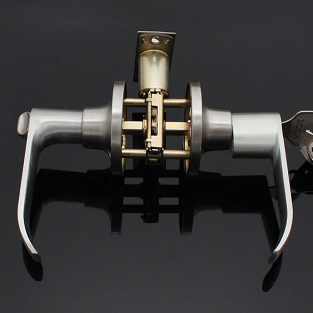 Door Lever Lock with 3 Keys Locking Door Handle Interior Lever Lock Door Knob Replacement for Bedroom Front Door
