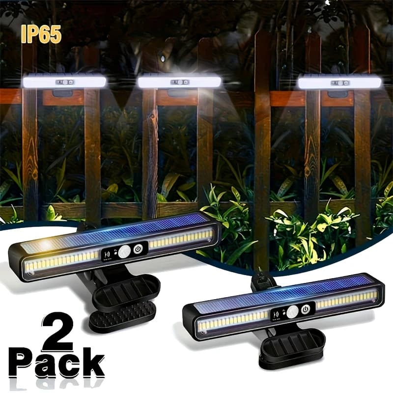 Luci solari a clip con sensore di movimento per esterni, impermeabili, luci solari per recinzione con 36 LED, luce di sicurezza portatile ad energia solare