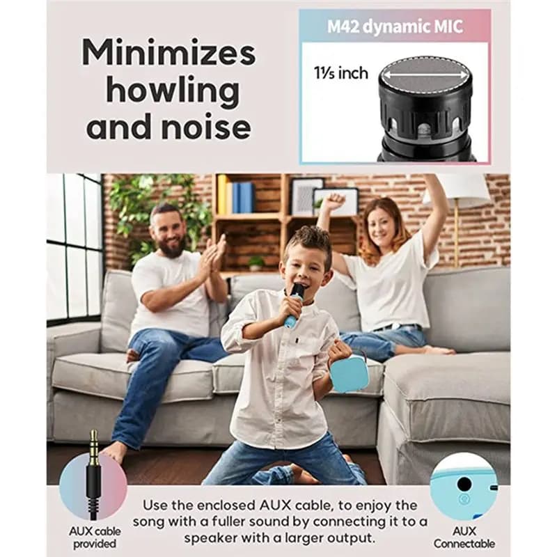 AABFK Bluetooth Speaker with Microphone - Karaoke Machine with Wireless Microphone - Portable Speaker for Karaoke Bar (Blu)