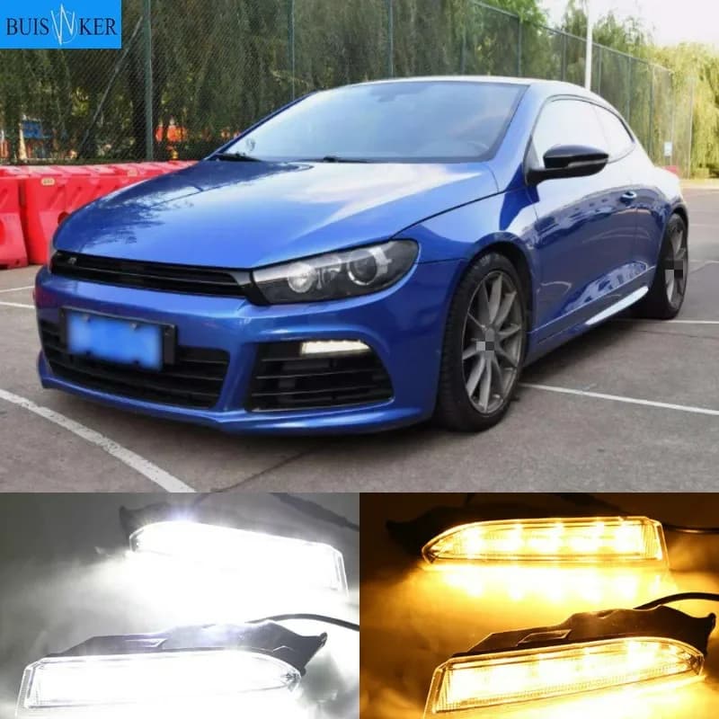 2 pz per Volkswagen VW Scirocco R 2010 - 2014 LED DRL luce di marcia diurna luce diurna guida indicatore di direzione giallo