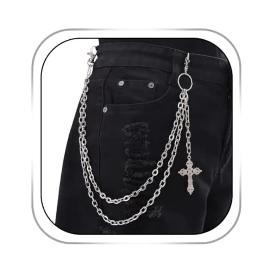 Wallet Chain for Men Women Hip Hop Pants Chain Halloween Costumes Cross Jeans Chains Jewelry Accessory
