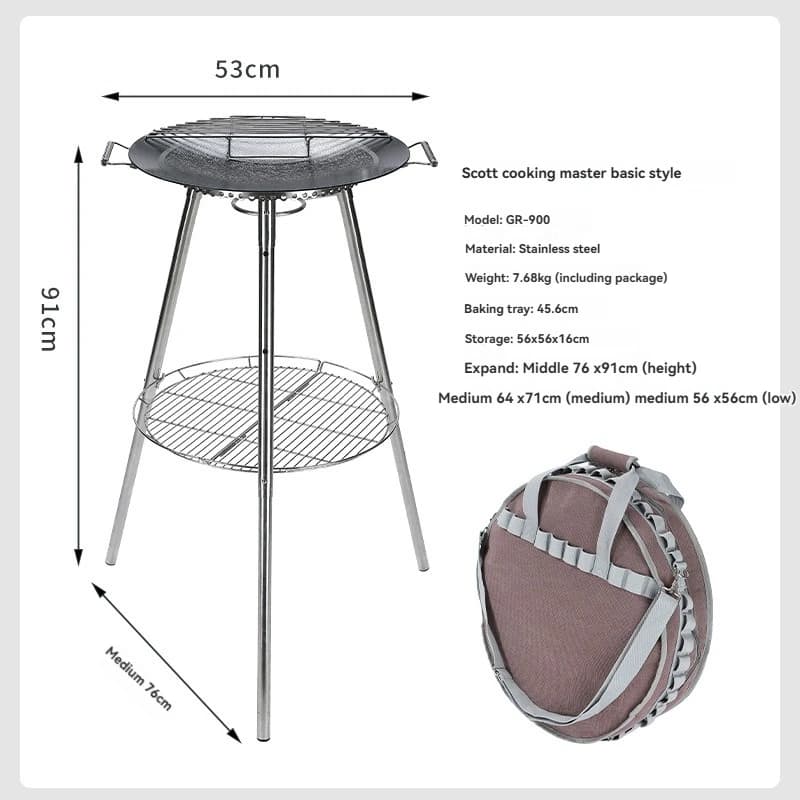 CAMPINGMOON GR-900 Scott Barbecue Grill per Riunioni in Giardino, Cucina all'Aperto, Campeggio, Barbecue Americano con Supporto