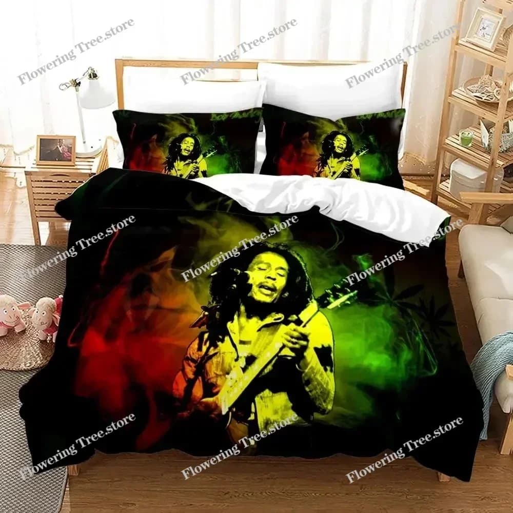 Bob Marley Duvet Cover Sets Music Legends Jamaica Singer Comfortable Bedspreads Queen King Size Bedding Sets029963