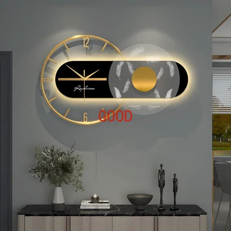 Orologio da Parete in Metallo Stile Nordico, Moderno e Semplice per Soggiorno, Silenzioso per Ristorante, Luminoso in Acrilico, Orologio da Parete di Lusso