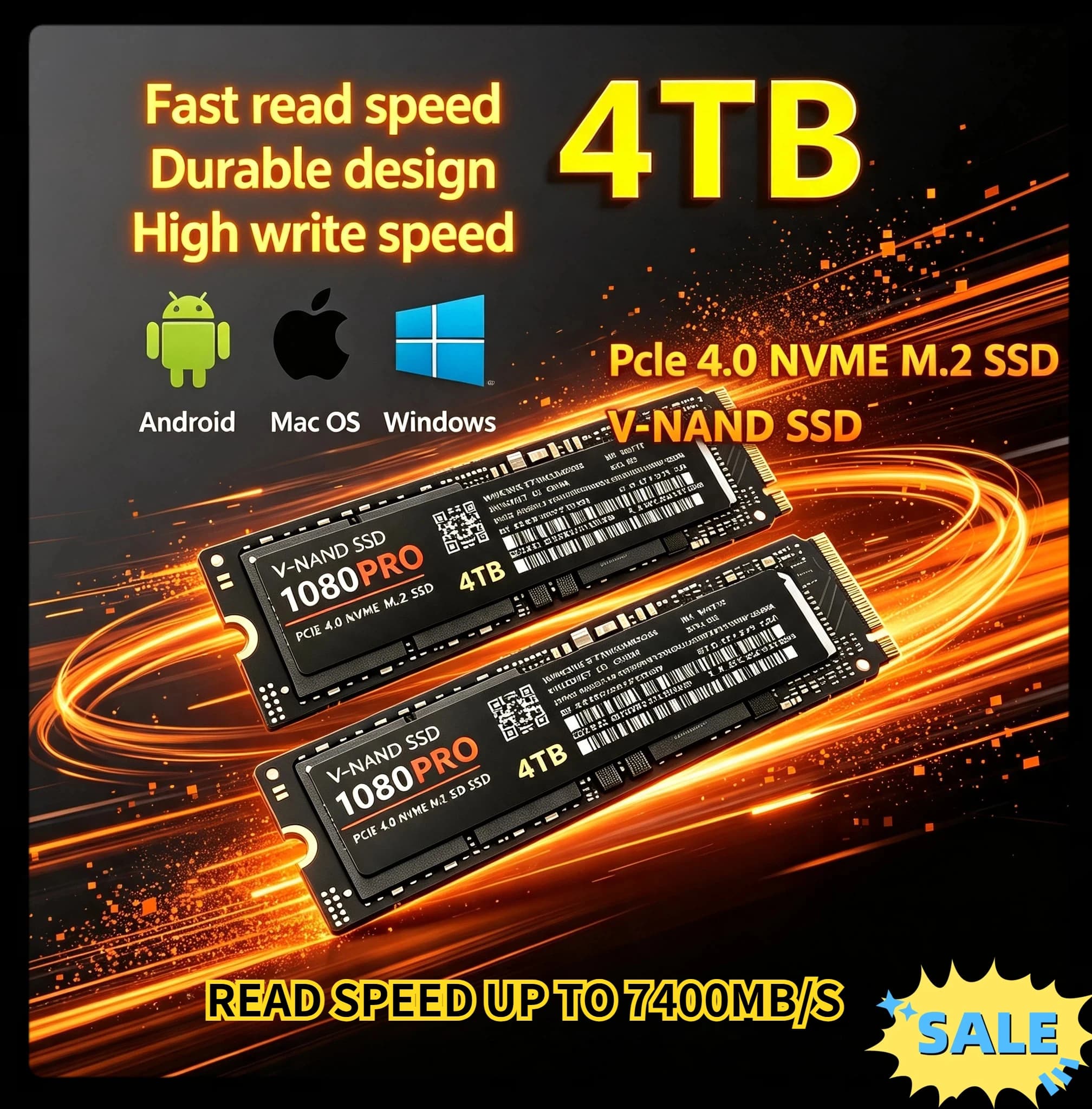 Original New M.2 NGFF NVMe PCIe 4.0 SSD High Speed Gaming Internal Drive Storage Upgrade For PS5 Laptop Desktop PC 2TB