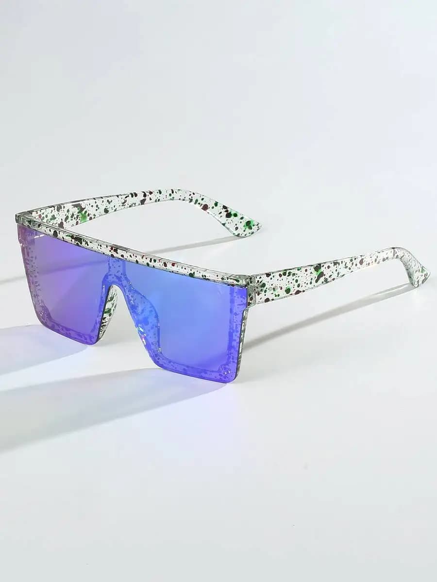 Occhiali da sole da donna blu quadrati alla moda con montatura macchiettata per uso casual