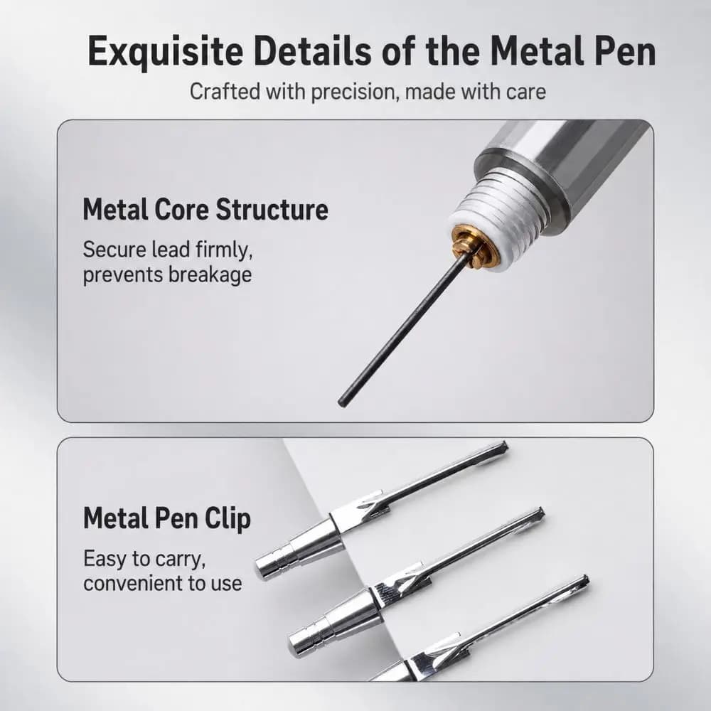13pcs/set Metal Mechanical Pencil Set 0.5/0.7mm Break Resistant HB Lead Pencils Low Center of Gravity Automatic Pencil
