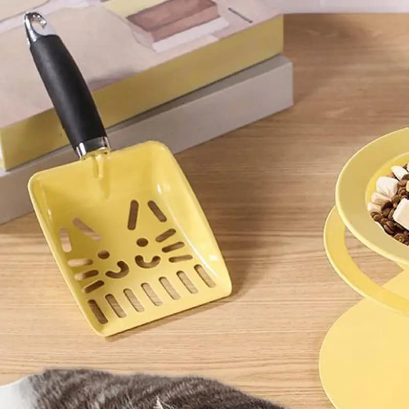 Paletta per lettiera Pala per pooper in acciaio inossidabile Paletta per lettiera ergonomica per gatti in acciaio inossidabile per lettiera per WC all'aperto all'interno
