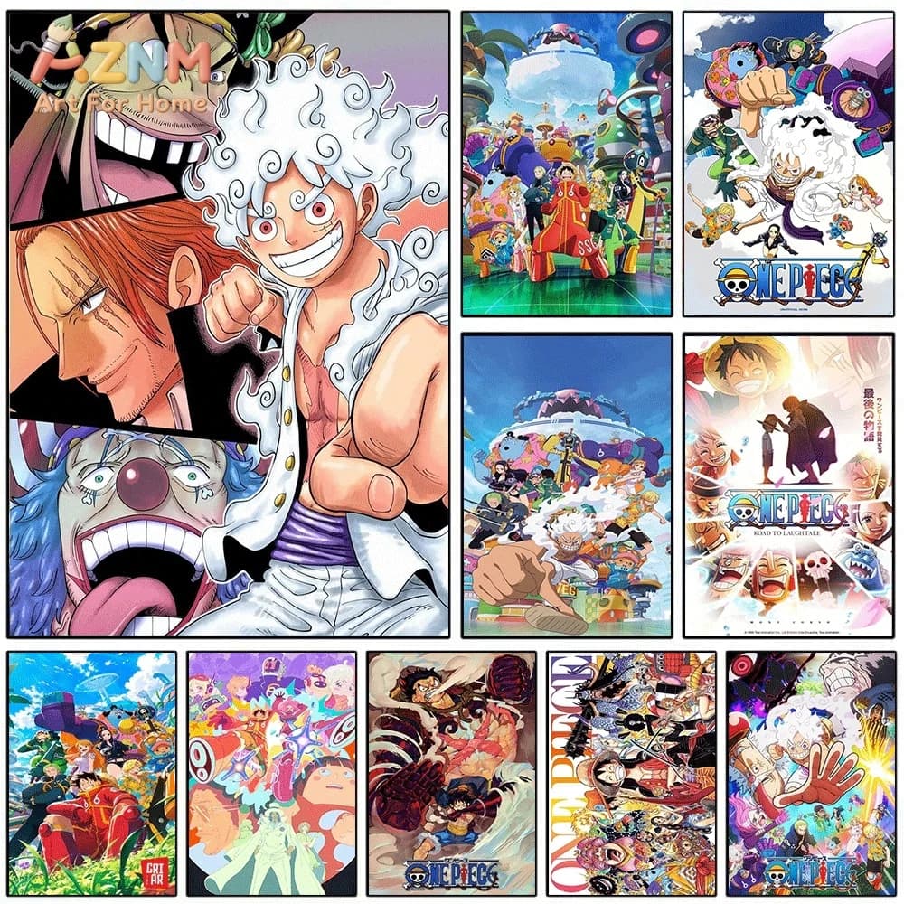 One Piece Anime Canvas Wall Art No Frame Gear 5 Luffy Shanks Buggy Manga Print Painting Bedroom Living Room Home Wall Decor Po