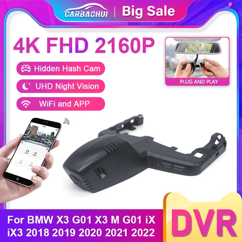 New! Auto DVR For BMW X3 G01 X3 M G01 iX3 iX 2022 2021 2020 2019 2018 E83 F25 F97 G08 Dash Cam 4K 2160P Car Accessories DashCam