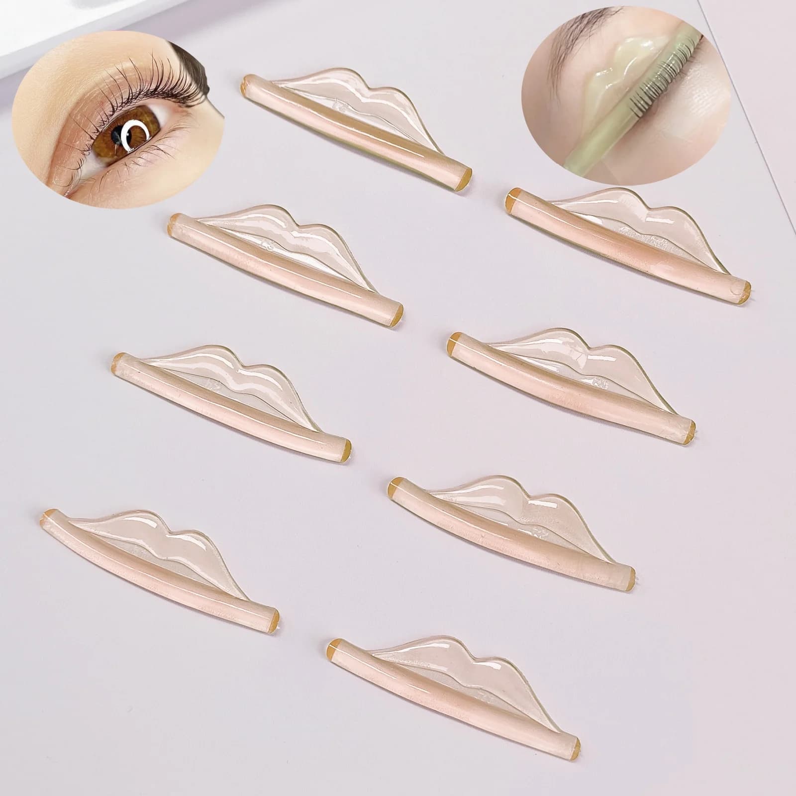 PERMANY 8Pc C Curl Silicone Eyelash Perm Pad Eyelash sticky rod Shield 3D Lifting Folder Accessories Makeup Tools