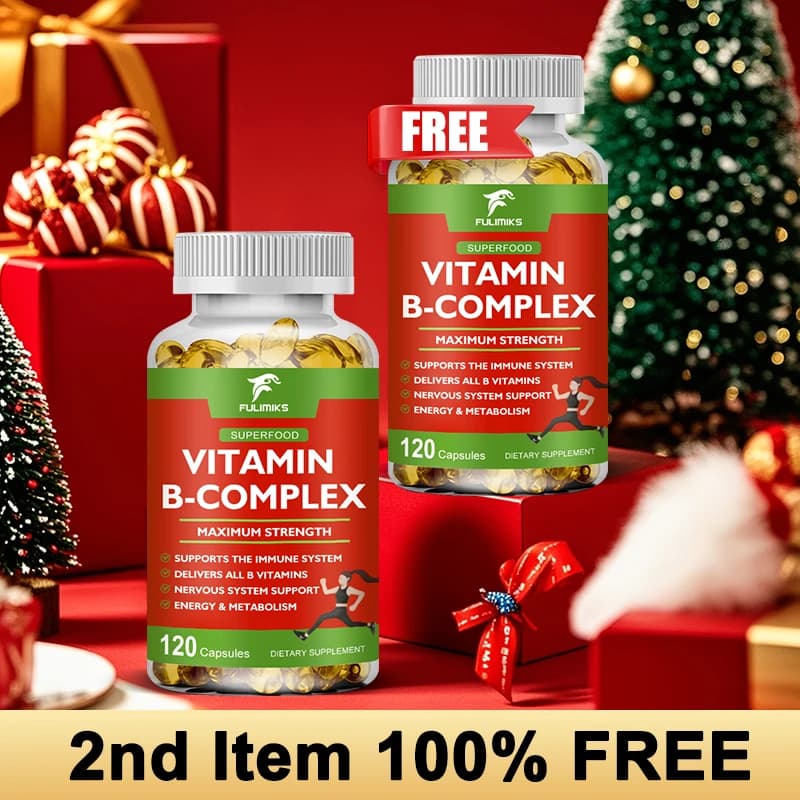Complex B vitamin supplement all in one, for physical performance, stress management, immune function and general well-being, vegan