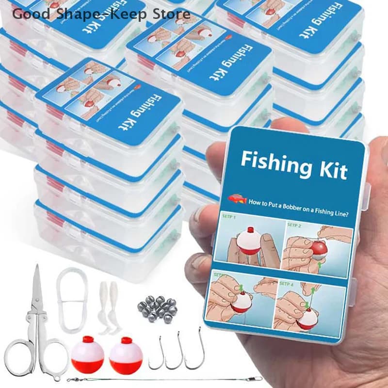 24 Piece Emergency Fishing Kit Mini Portable Equipment Box With Brakes Floating Raincoats for Fishing Equipment for Low Kayak
