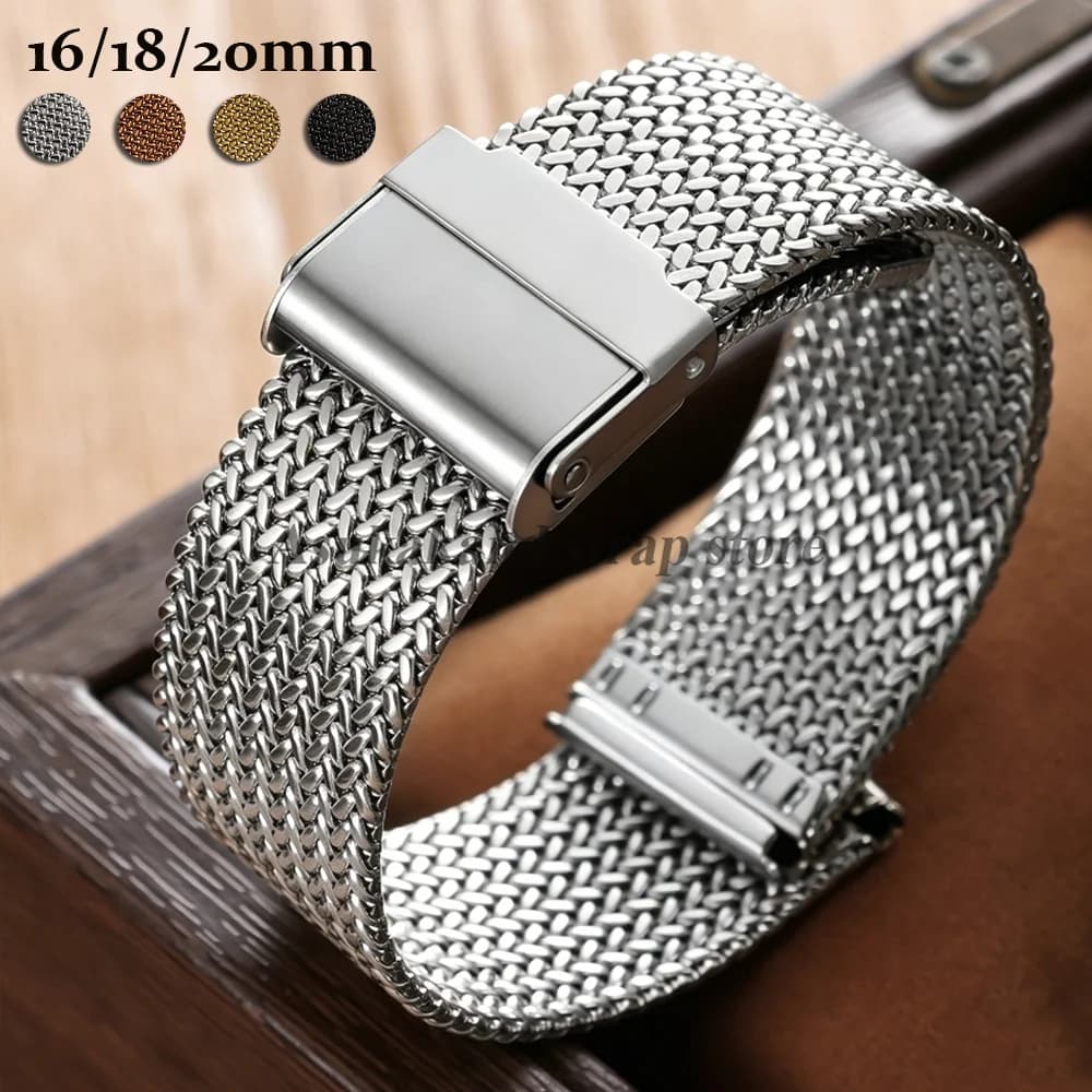 304 Milanese Stainless Steel Watch Band 16mm 18mm 20mm for Omega for Seiko Metal Watchstrap Universal Men Women Sport Wristband