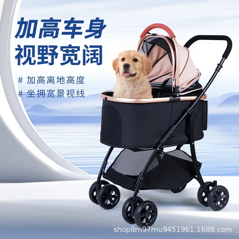 Passeggino Leggero Pieghevole per Cani e Gatti con Cestino Staccabile per Passeggiate all'Aperto, Uso Universale, Vendita all'Ingrosso