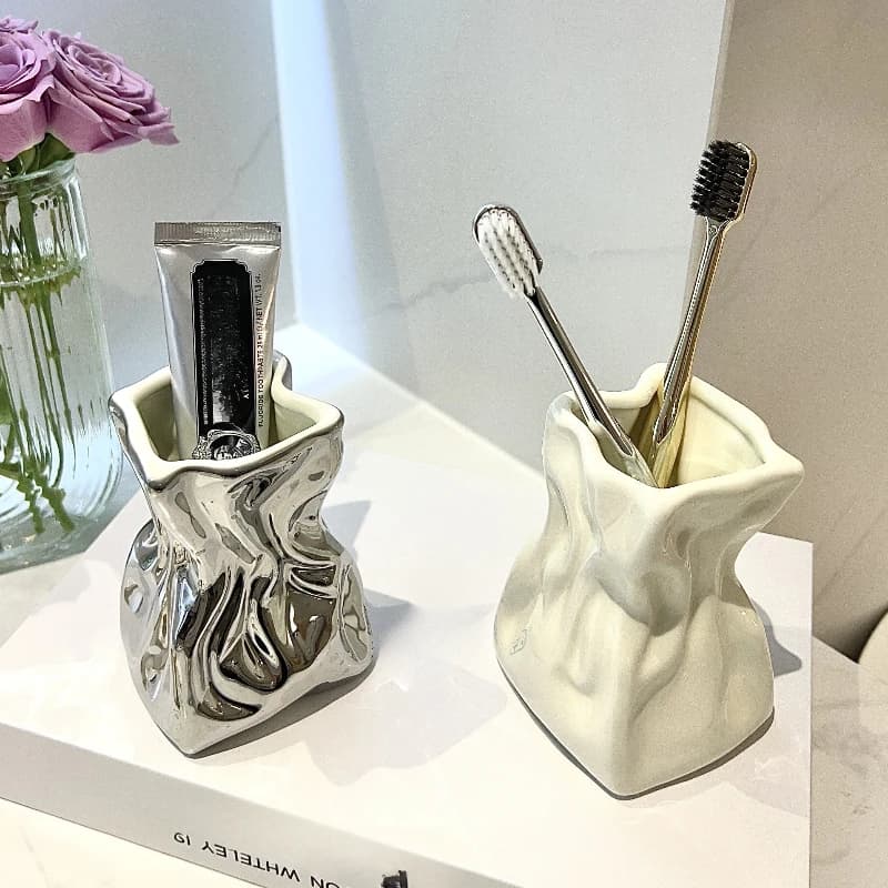 Portaspazzolini, Portadentifricio, Porta Pettine, Porta Pennelli Trucco, Contenitore per Lavabo Bagno