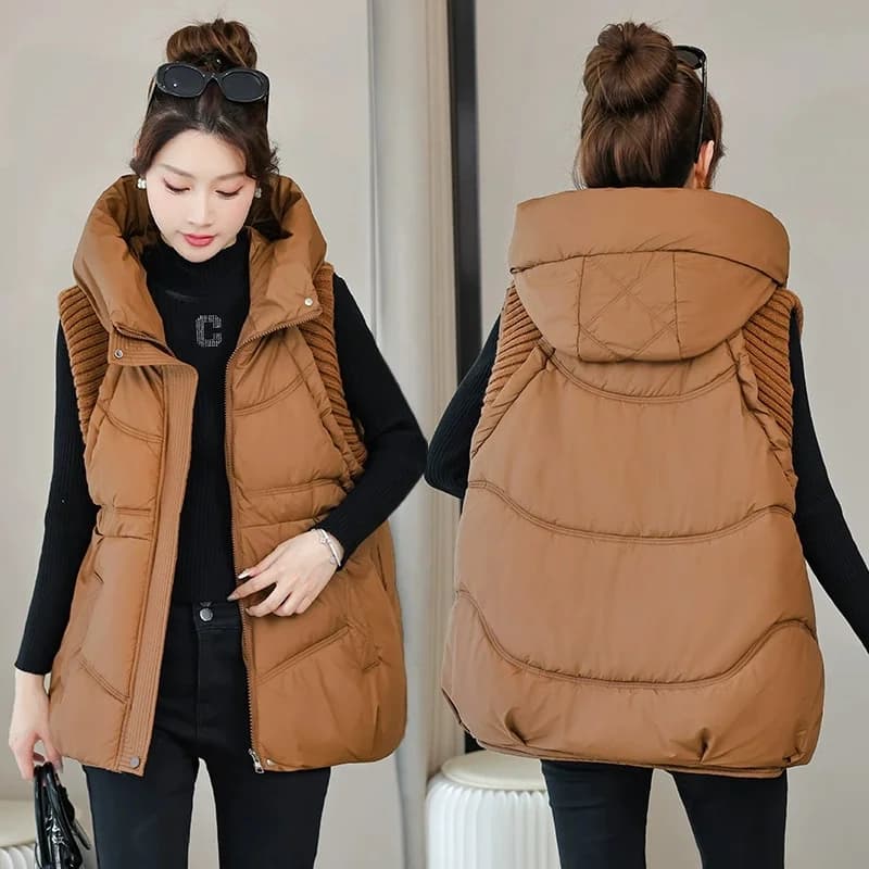 Giacca invernale in piumino di cotone da donna 2025 Nuova giacca a maniche Parka con cappuccio Gilet caldo Cappotto Gilet femminile Cappotto da donna Top