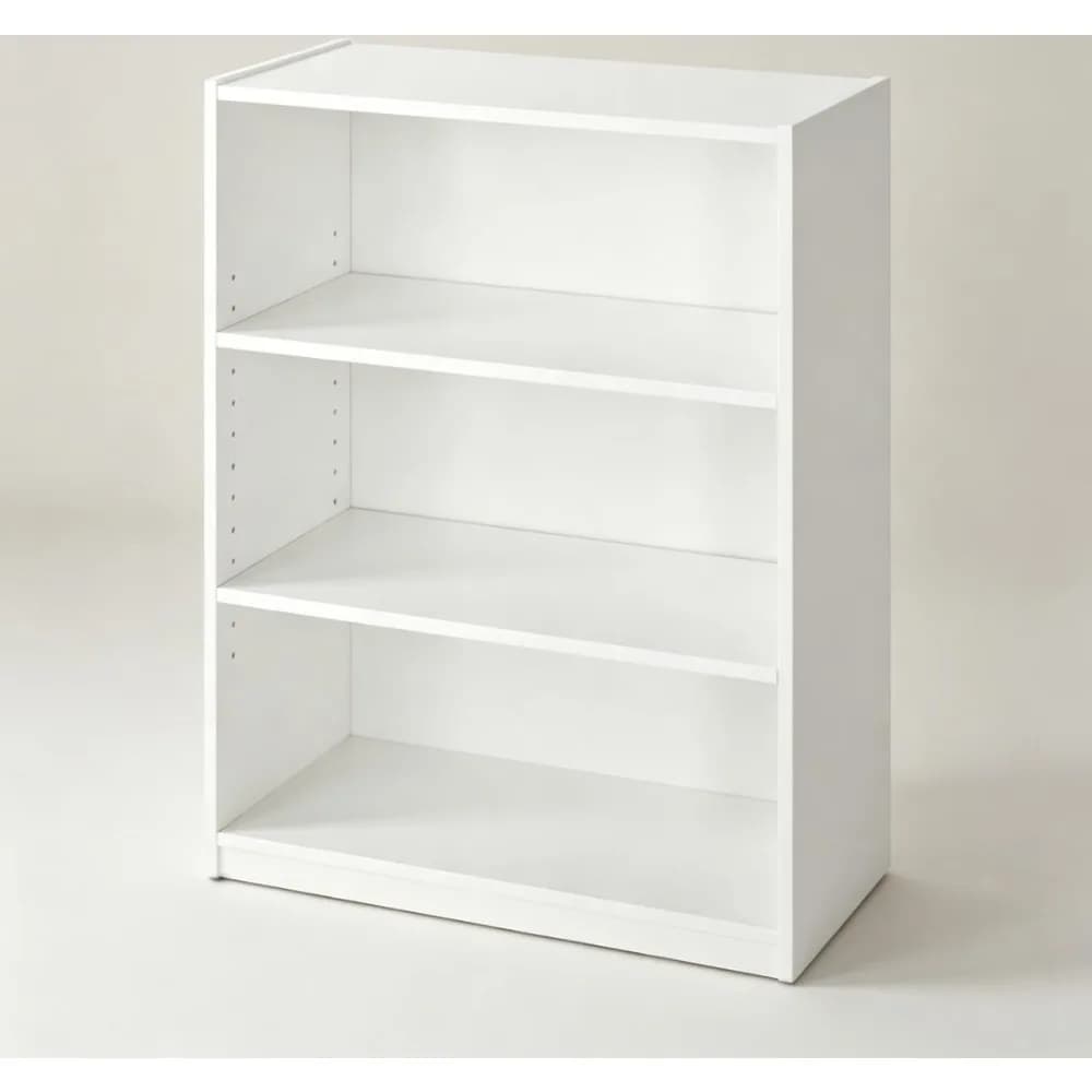 White 3-Shelf Storage Bookcase With 2 Adjustable 1 Fixed Shelves Particle Board MDF Closed Back Display Cabinet 35lbs Per Tier 50lbs Bottom Shelf For Home Office Compact Organizer